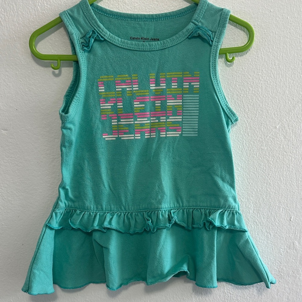 Calvin Klein Kids Aqua Ruffle Tank Top